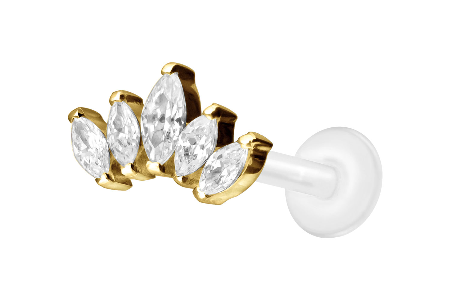 PTFE Labret Piercing mit Innengewinde + Titan-Aufsatz LOTUSBLÜTE